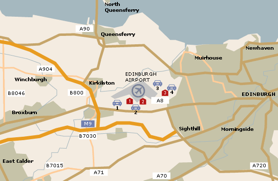 Edinburgh Airport Parking and Hotels map