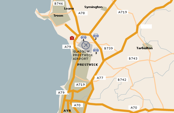 Prestwick Airport Parking and Hotels map