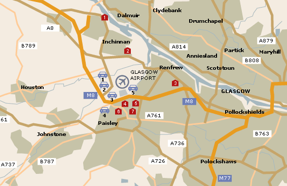 Glasgow Airport Parking and Hotels map