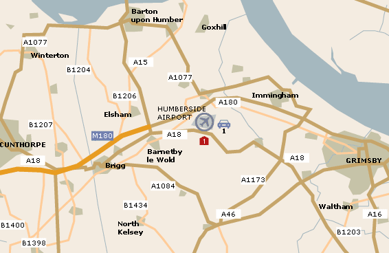 Humberside Airport parking and Hotels map