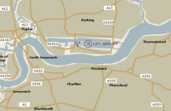 London City Airport parking and Hotels map